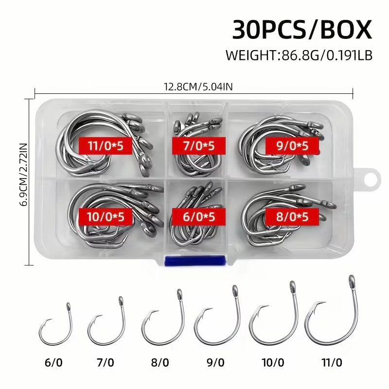 30pcs/box Fishing Hooks Stainl - Fishing Hook Circle reseña y precio