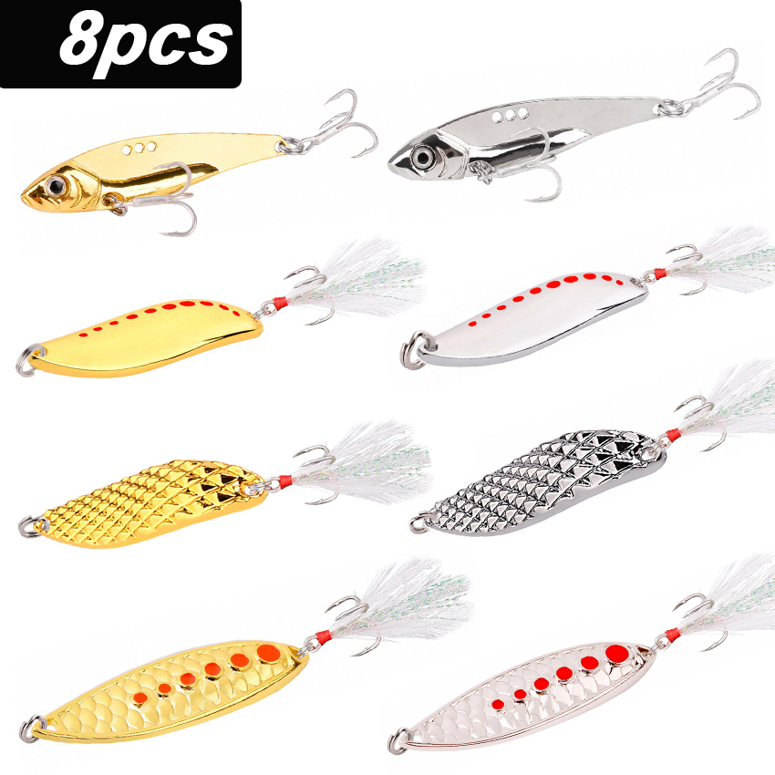 8PCS/Set Lure Metal Spinner Sp - Fishing Hook Treble reseña y precio