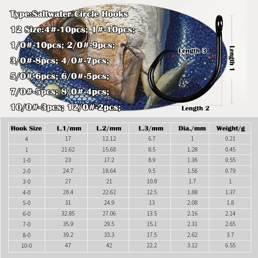 Circle Hooks 3X Strong Saltwat - Fishing Hook Circle reseña y precio