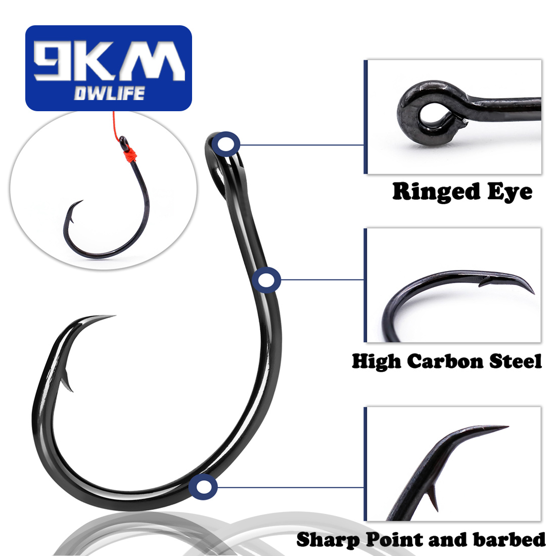 9KM 25-50Pcs Inline Wide Gap C - Fishing Hook Circle reseña y precio