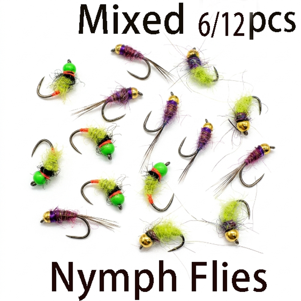 6/12Pcs Mixed Wet Nymph Fly Fi - Fishing Hook Assortment reseña y precio