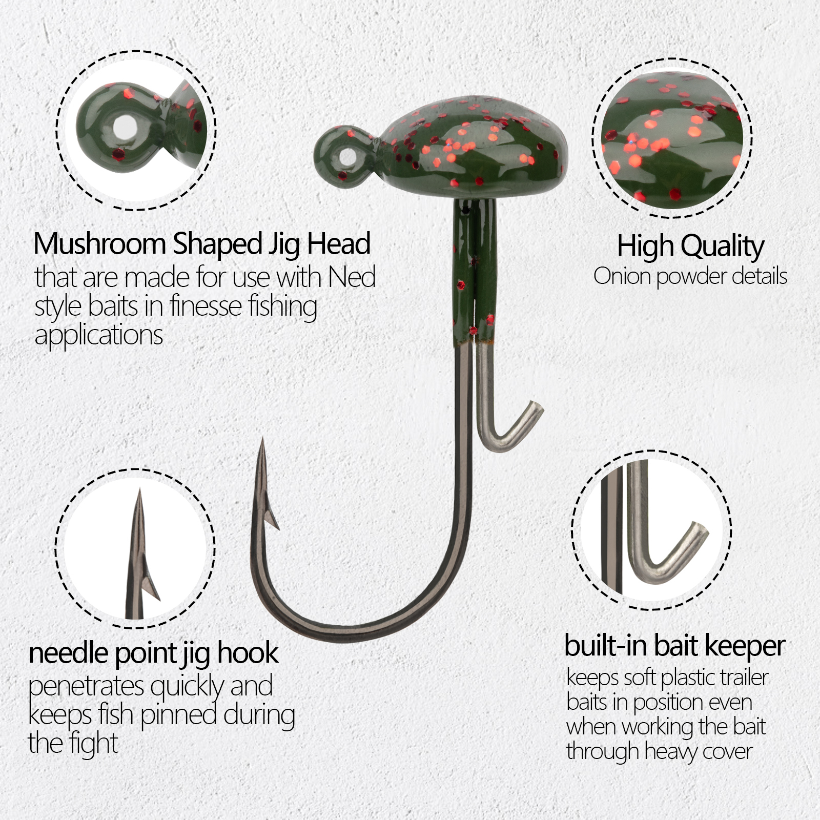 THKFISH 20pcs Ned Rig Jig Head - Fishing Hook Weedless reseña y precio