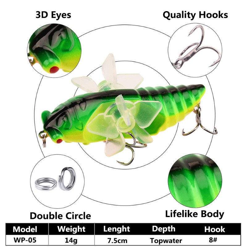 1pc Topwater Spinning Tractor  - Fishing Hook Treble reseña y precio