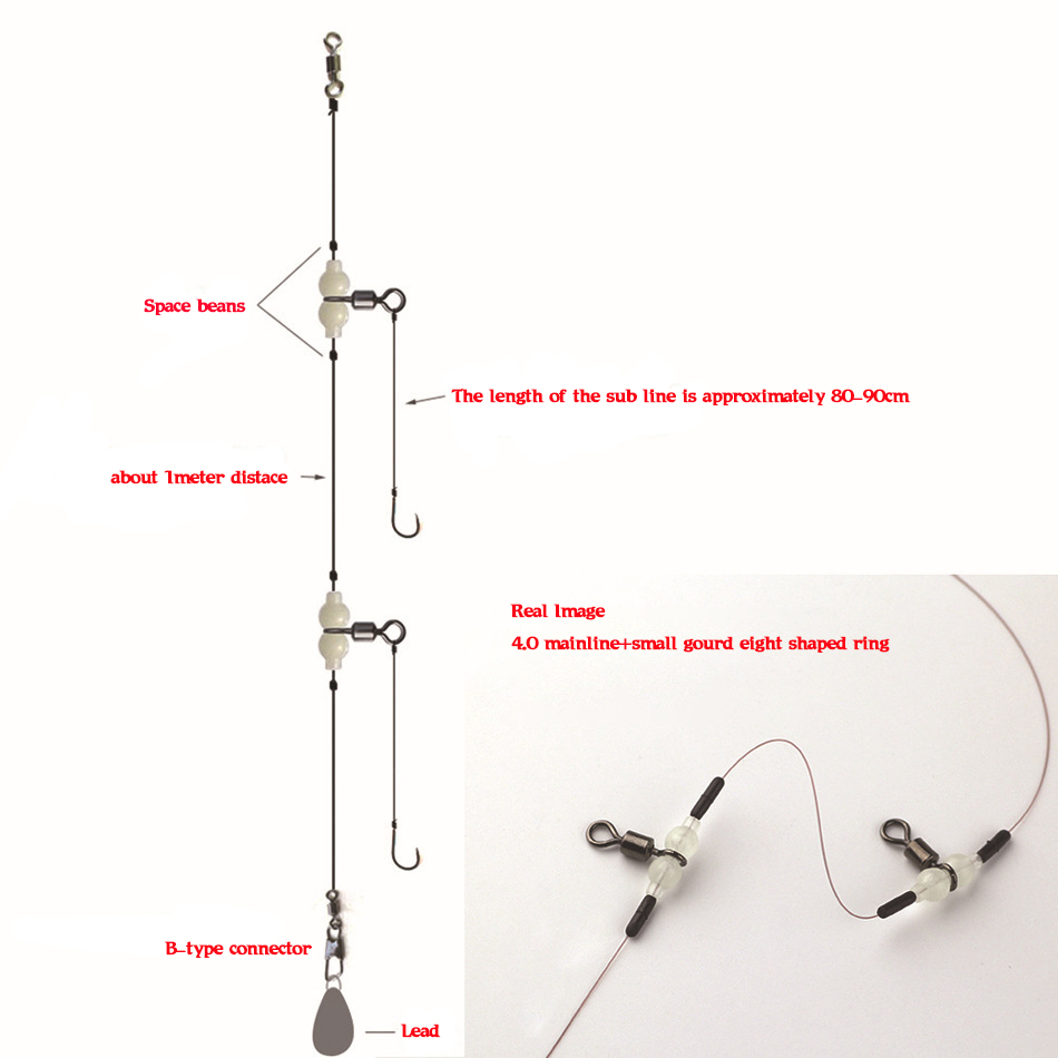 MNFT 100Pcs Luminous 3 Way Dur - Fishing Hook Size reseña y precio