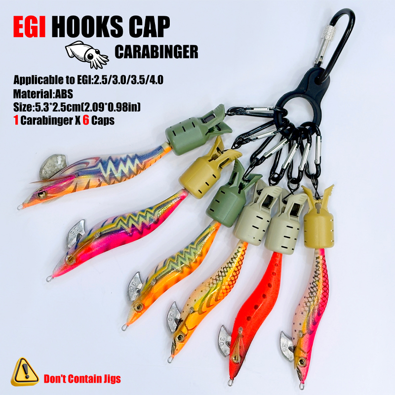 Squid Jig Hook Caps and Carabi - Fishing Hook Jig reseña y precio