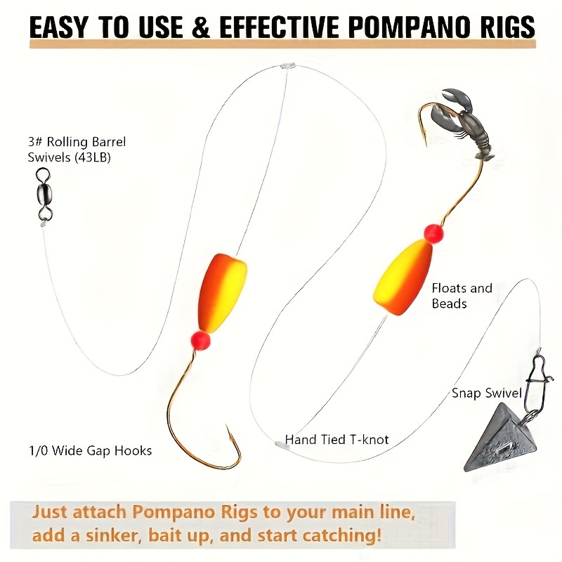 3pcs Pompano Rigs Surf Fishing - Fishing Hook Circle reseña y precio