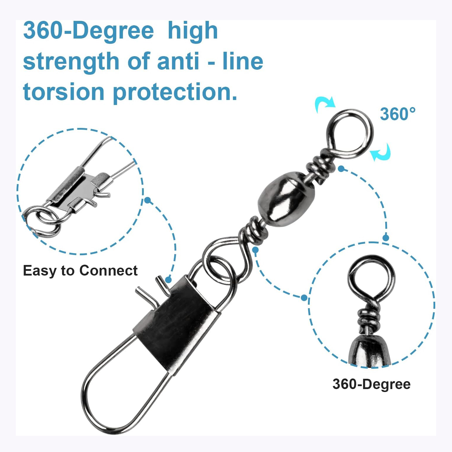 100Pcs/Lot 4#6#8#10#12# Swivel - Fishing Hook Stainless Steel reseña y precio