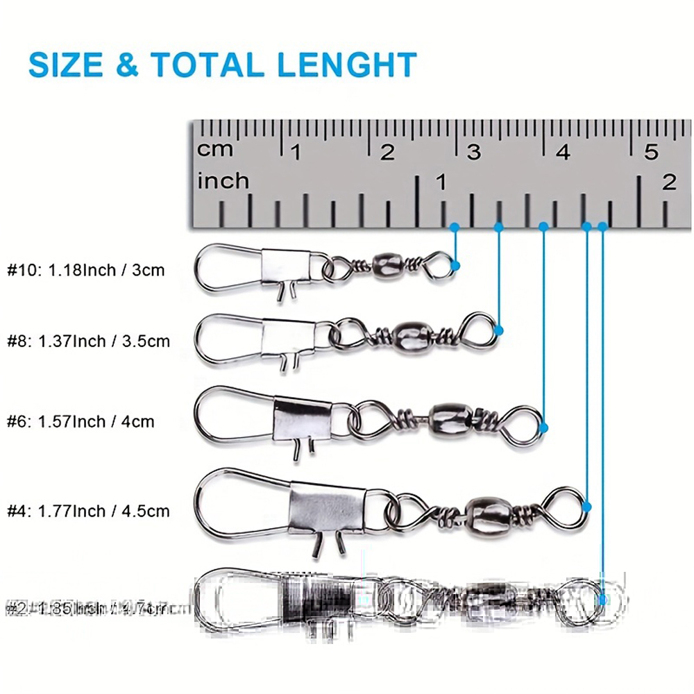 100Pcs/Lot 4#6#8#10#12# Swivel - Fishing Hook Stainless Steel reseña y precio