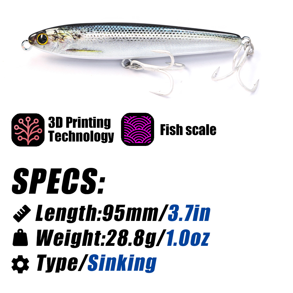B&U Sinking Pencil Fishing Lur - Fishing Hook Treble reseña y precio