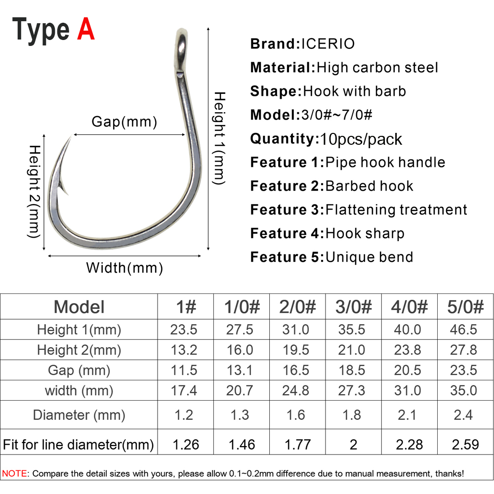 ICERIO 10PCS Matte Tin Coating - Fishing Hook Assortment reseña y precio
