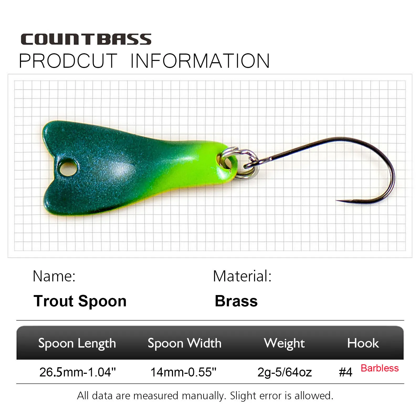 COUNTBASS 5/64oz 2g Casting Sp - Fishing Hook Barbless reseña y precio