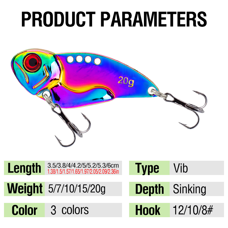 3PCS Metal Colorful VIB Lure 5 - Fishing Hook Treble reseña y precio