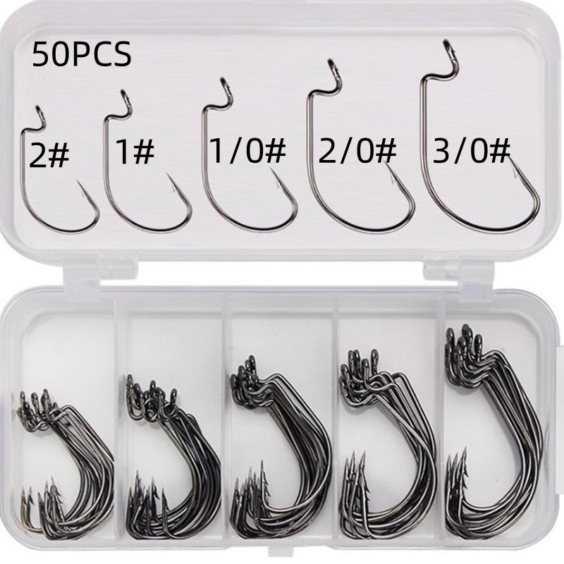 50Pcs/Box High Carbon Steel Fi - Fishing Hook Stainless Steel reseña y precio