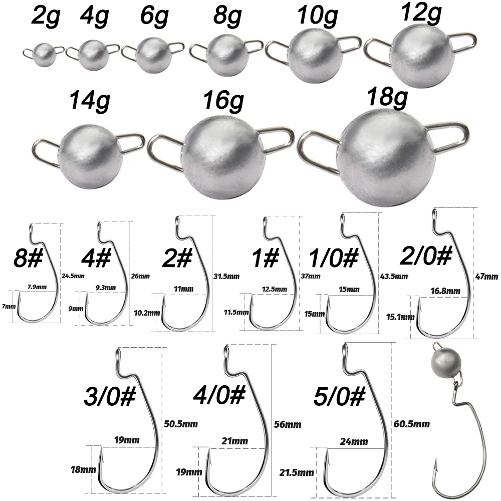 5Pcs Metal Jig Head Worm Hooks - Fishing Hook Offset reseña y precio