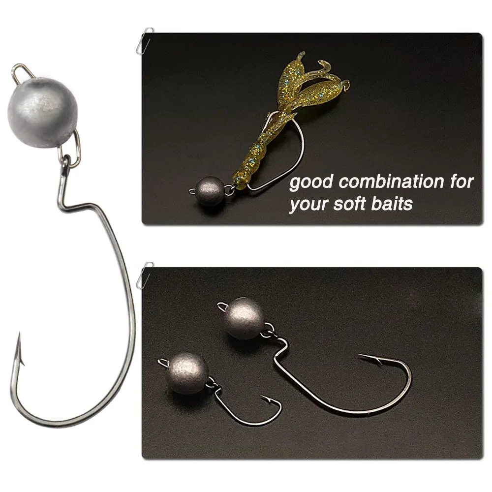 5Pcs Metal Jig Head Worm Hooks - Fishing Hook Offset reseña y precio