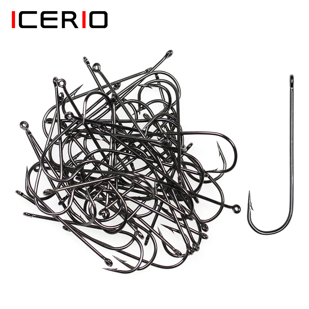 ICERIO 100PCS 16# - 3/0 Long S - Fishing Hook Barbless reseña y precio