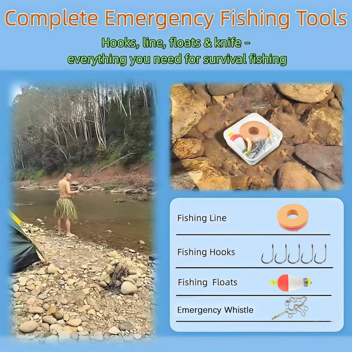 Portable Emergency Fishing Gea - Fishing Hook Box reseña y precio