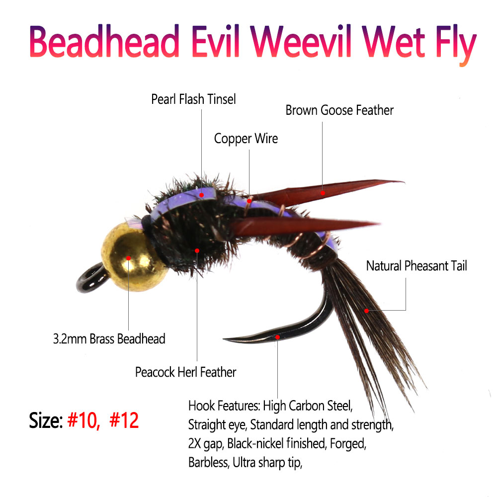 Bimoo 8pcs Brass Beadhead Evil - Fishing Hook Barbless reseña y precio