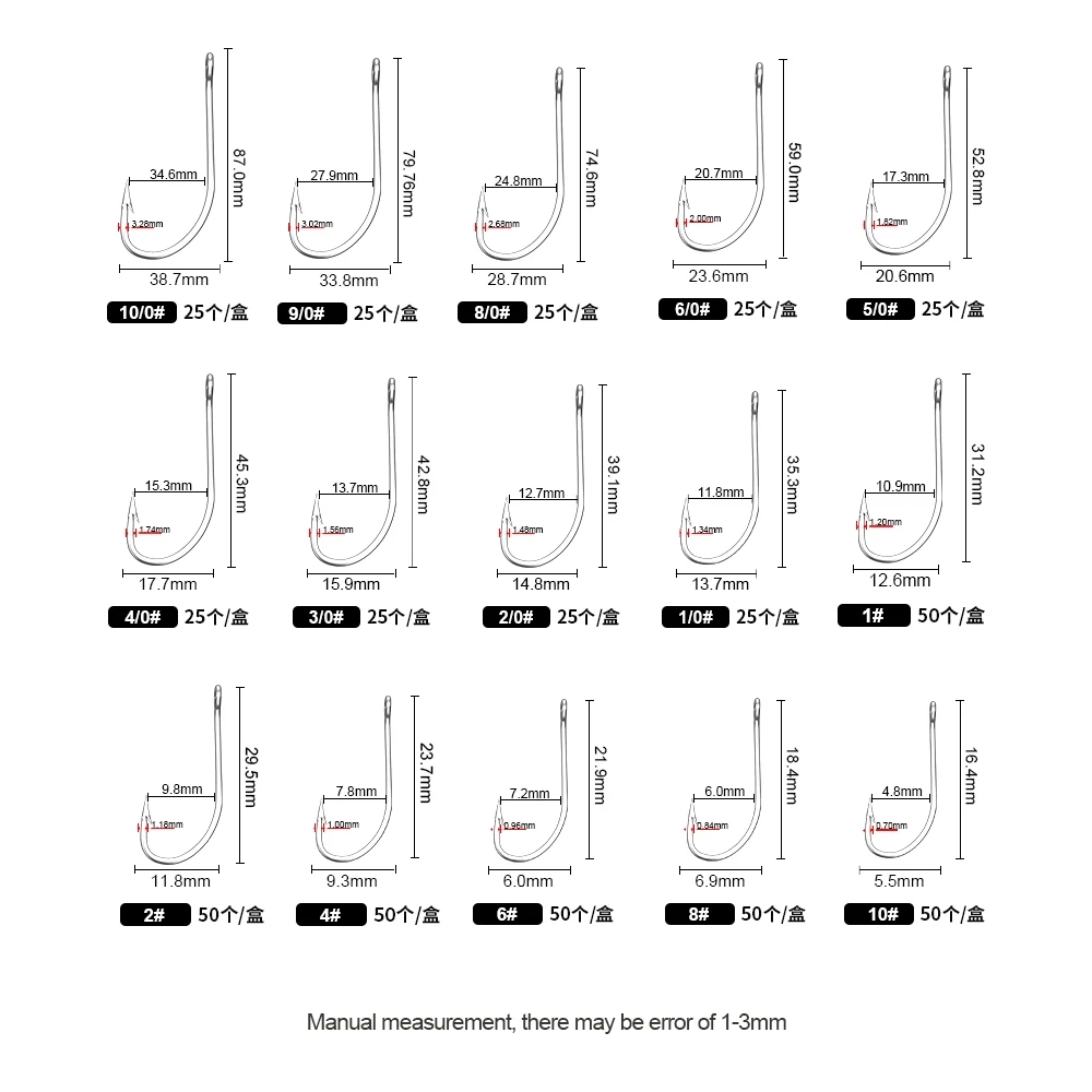 FTK Fishing Hooks 1-10#50PCS 1 - Fishing Hook Offset reseña y precio