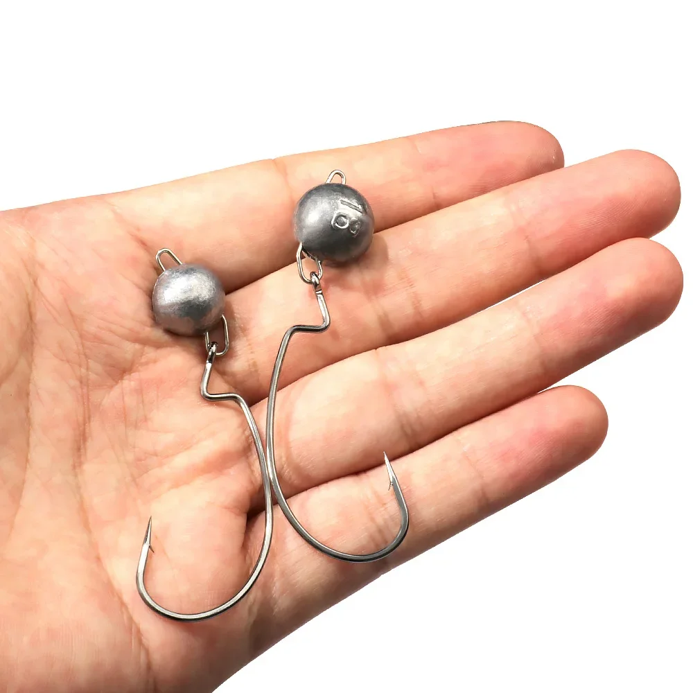5pcs Metal Jig Head Worm Hooks - Fishing Hook Offset reseña y precio